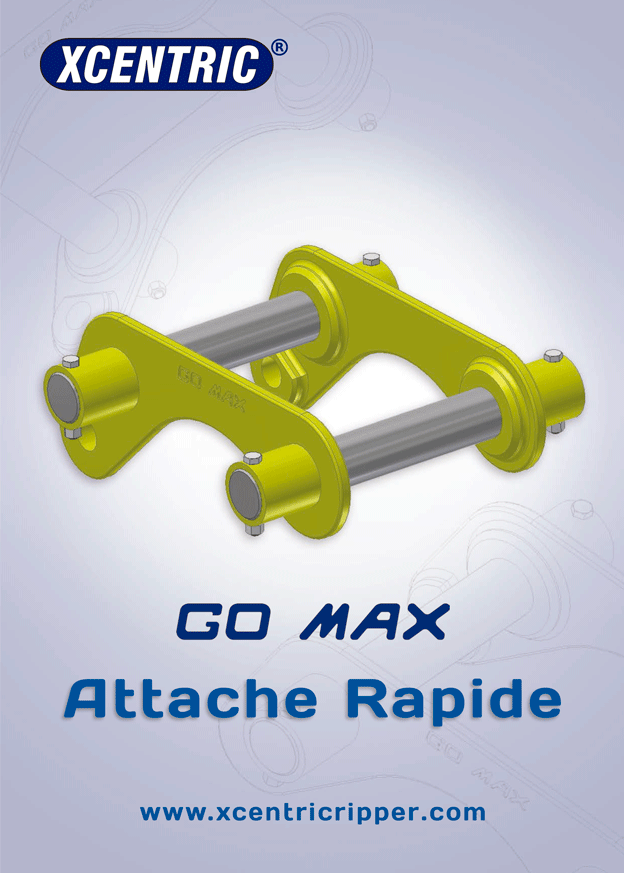 Cover of the GO MAX quick coupler brochure, in French, that works as a button to open the brochure in PDF