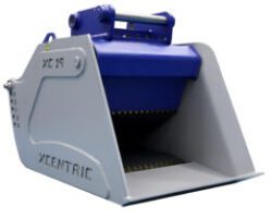 Silhouette of an Xcentric Crusher bucket XC19, that works as a button to open the technical specifications of this item in PDF