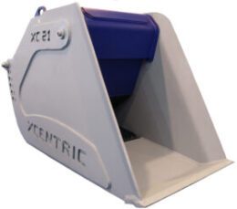 Silhouette of an Xcentric Crusher bucket XC21, that works as a button to open the technical specifications of this item in PDF