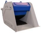 Silhouette of an Xcentric Crusher bucket XC8, that works as a button to open the technical specifications of this item in PDF