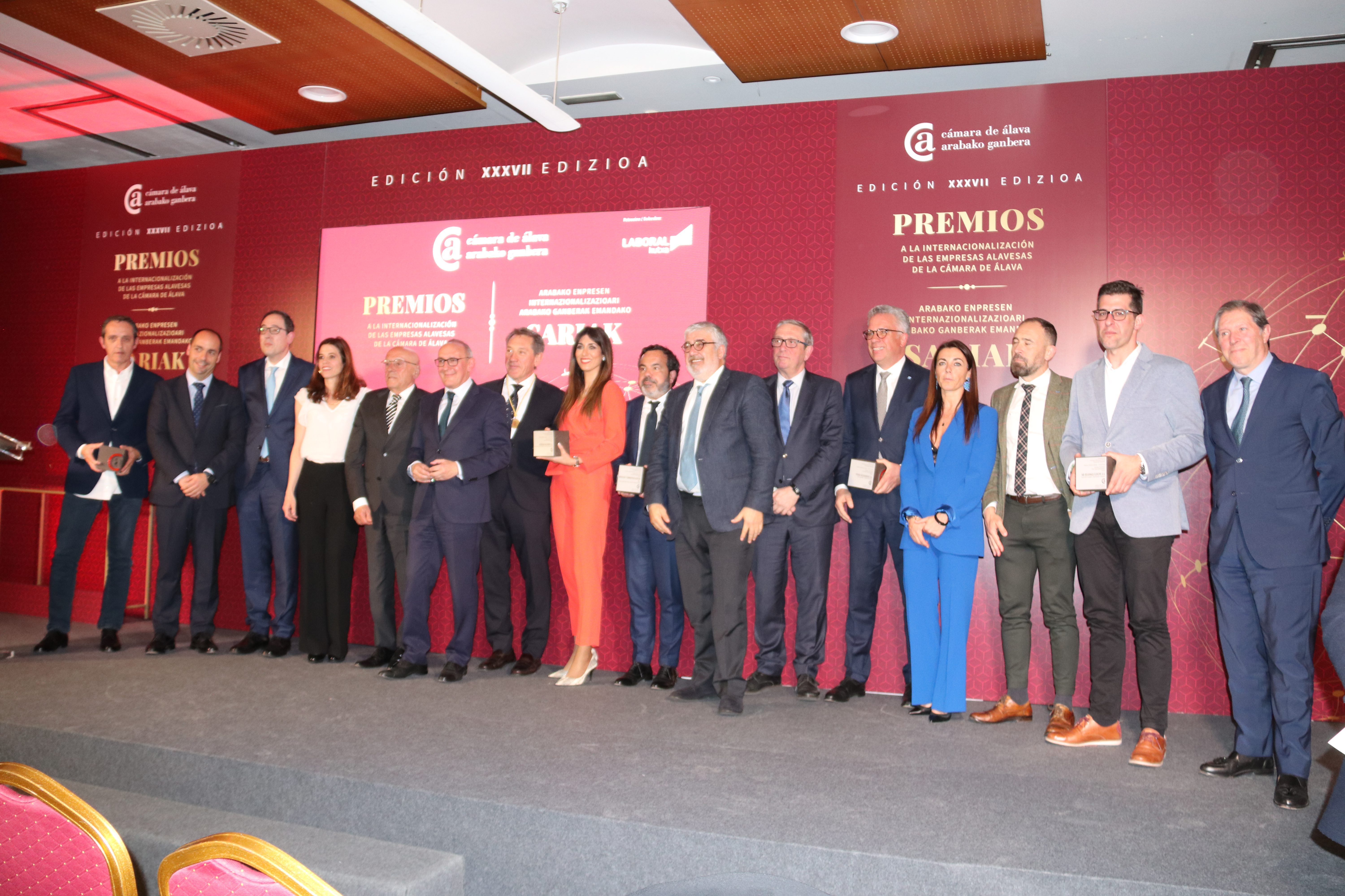 AWARDED COMPANIES AT THE 37TH EDITION OF THE AWARDS FOR THE INTERNATIONALIZATION OF THE COMPANIES FROM ALAVA BY THE CHAMBER OF COMMERCE