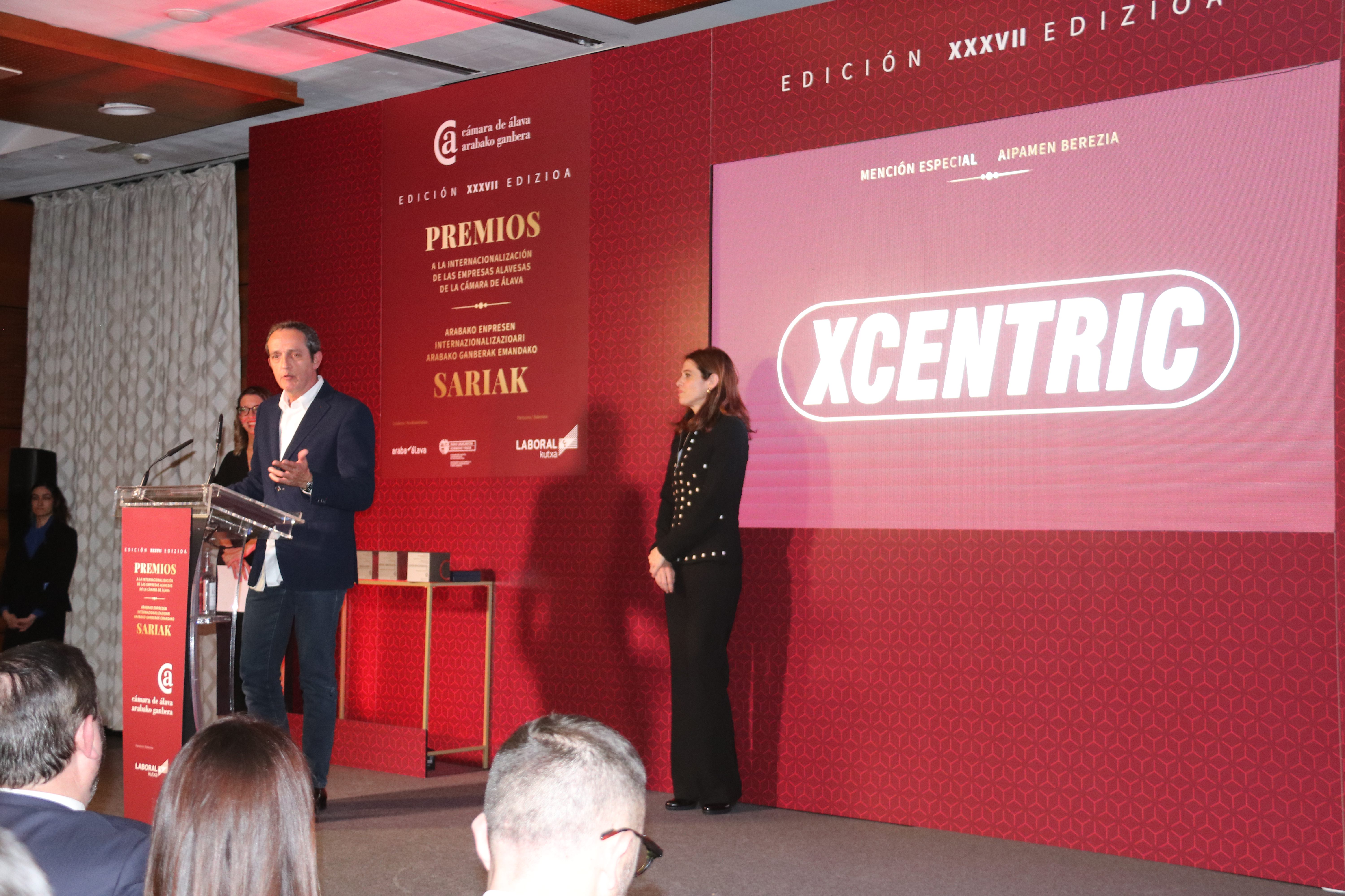 JAVIER ARACAMA DURING HIS SPEECH IN THE AWARDS OF THE INTERNATIONALIZATION OF THE COMPANIES FROM ALAVA